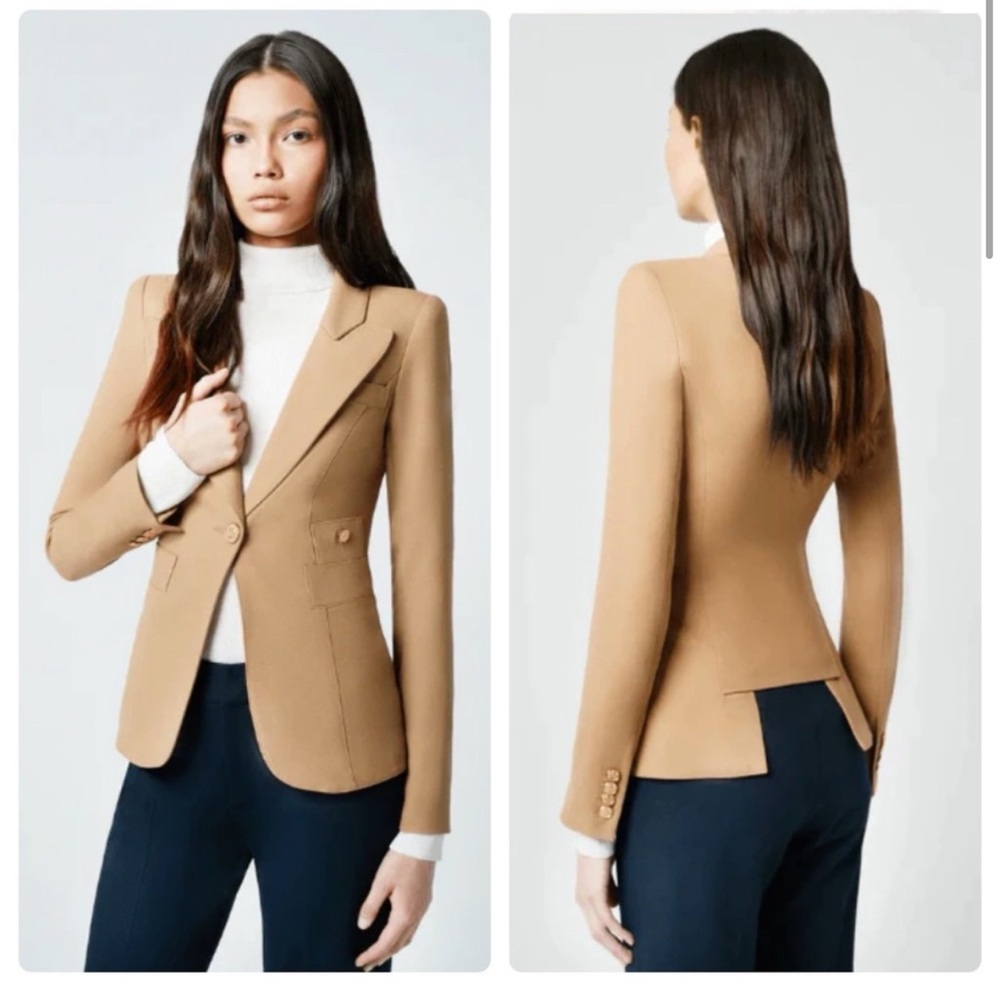 ❌SOLD❌Smythe Classic Duchess Wool Camel Tan Tailored Structured Wool Blazer - Picture 5 of 15